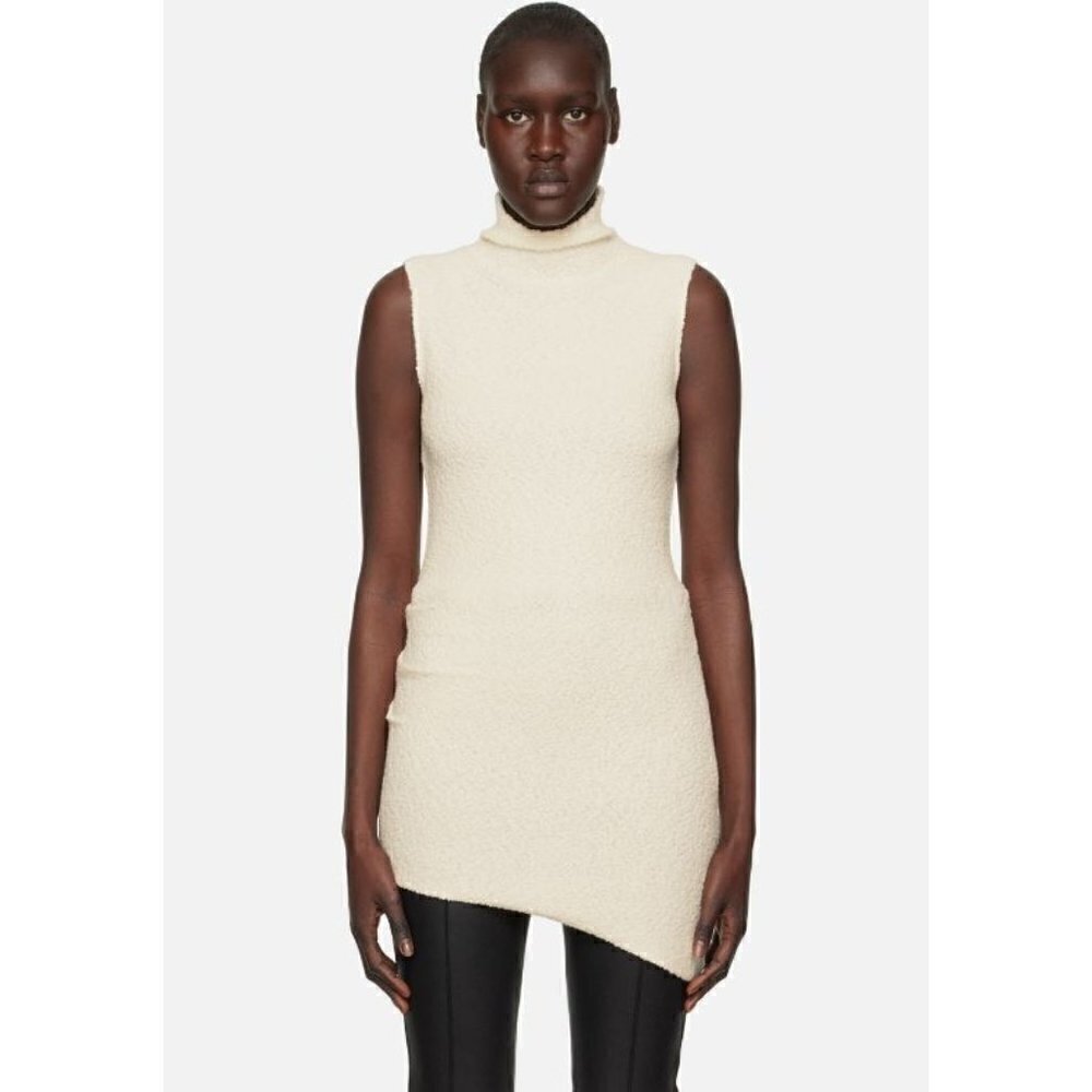 Helmut Lang Off White Ivory Asymmetric Sleeveless Tank‎ Top S